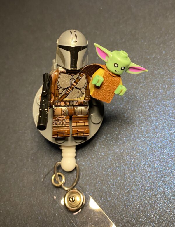 Mandalorian and Baby Yoda custom character - alligator clip - badge reel - Image 2