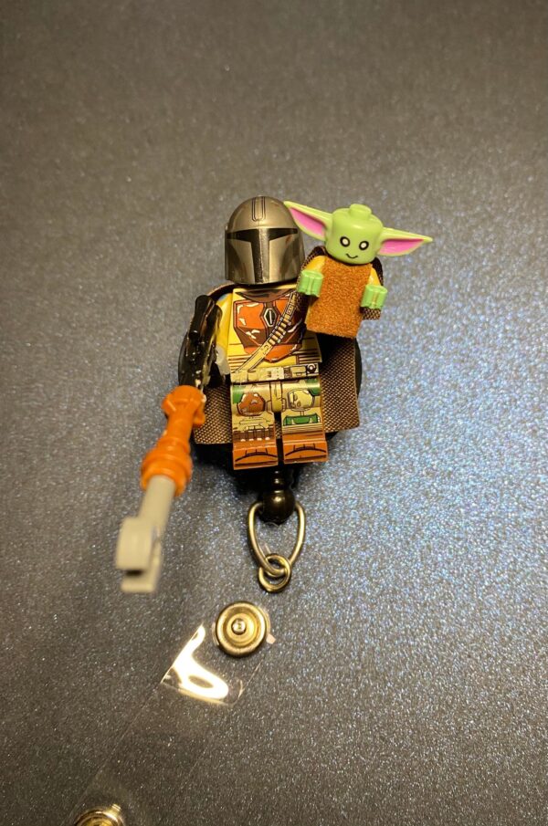Mandalorian and Baby Yoda custom character - alligator clip - badge reel - Image 3