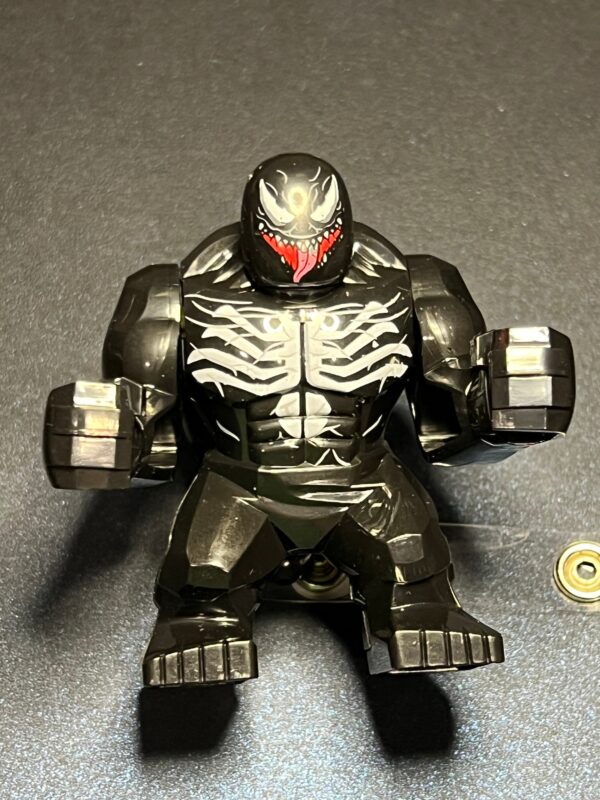 Custom made Venom minifigure- alligator clip - badge reel