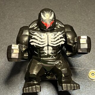 Custom made Venom minifigure- alligator clip - badge reel