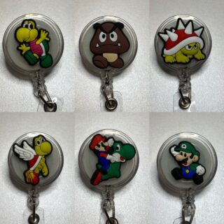 Game characters- alligator clip - badge reel