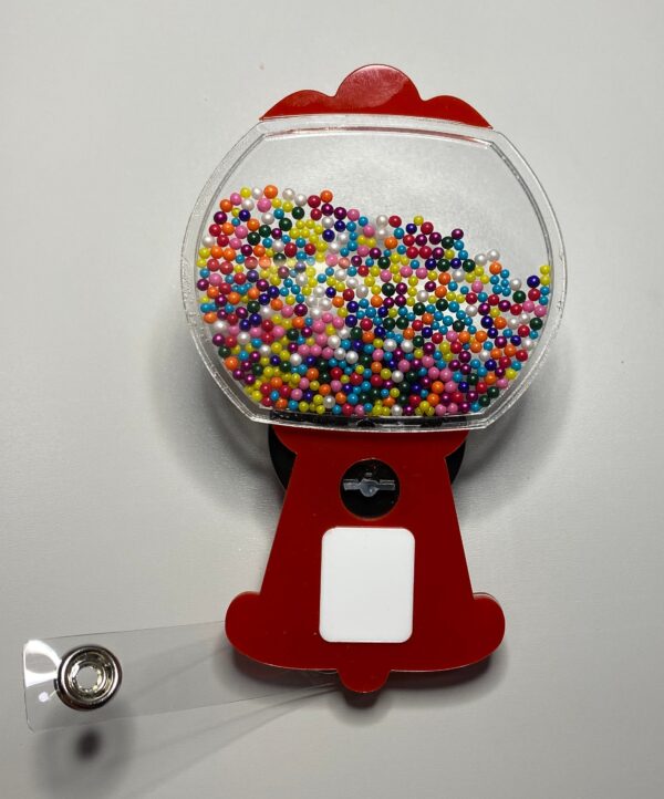 Gum Ball Machine Shaker - alligator clip - badge reel