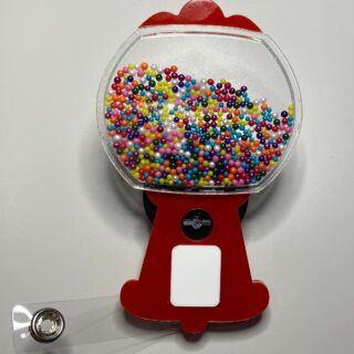 Gum Ball Machine Shaker - alligator clip - badge reel