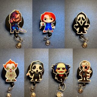 Halloween & Horror Movie Characters - Alligator clip - Badge reel