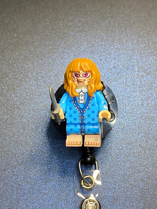 Halloween inspired Minifigure - alligator clip - badge reel