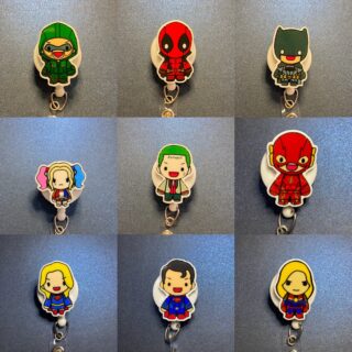 Hero & Villain Characters - alligator clip - badge reel