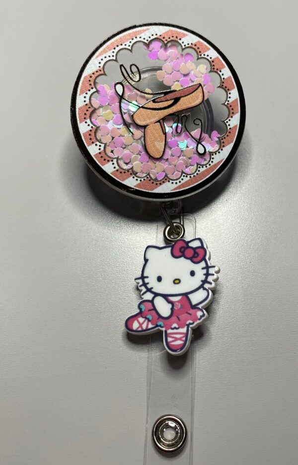 HK Ballerina Shaker Badge - alligator clip - badge reel