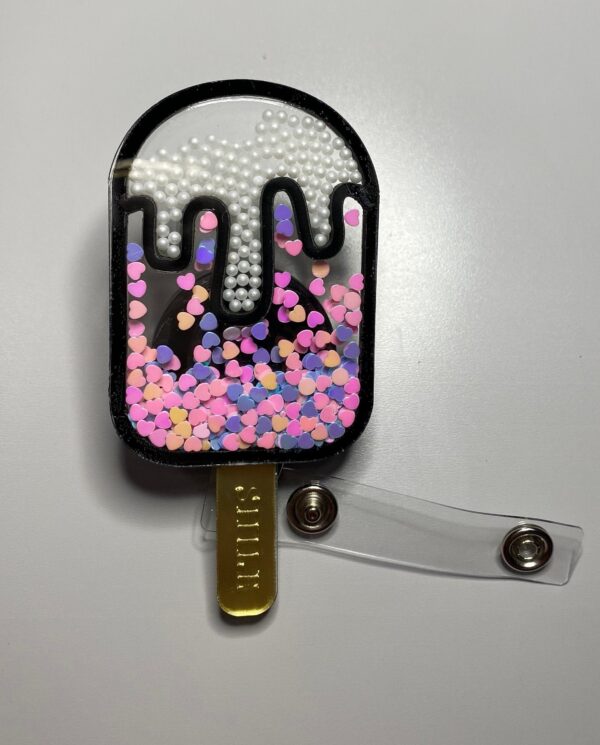 Ice Cream Shaker - alligator clip - badge reel