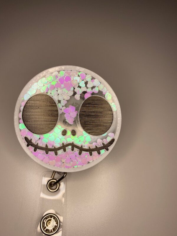 Jack Shaker Skull Glitter - alligator clip - badge reel - Image 2