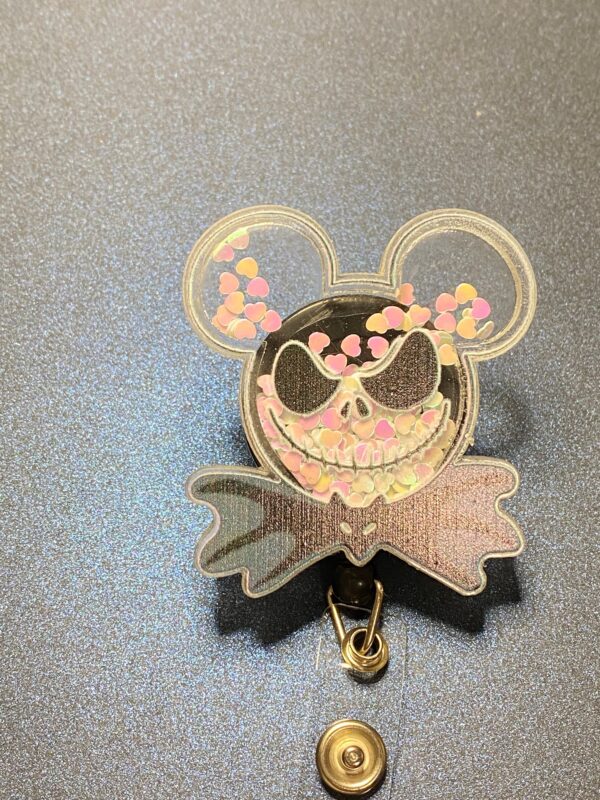 Jack Shaker Skull Glitter - alligator clip - badge reel