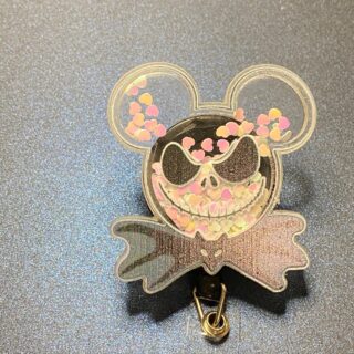 Jack Shaker Skull Glitter - alligator clip - badge reel