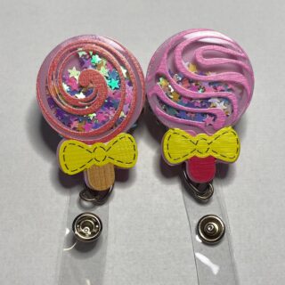 Lollipop Shaker - alligator clip - badge reel