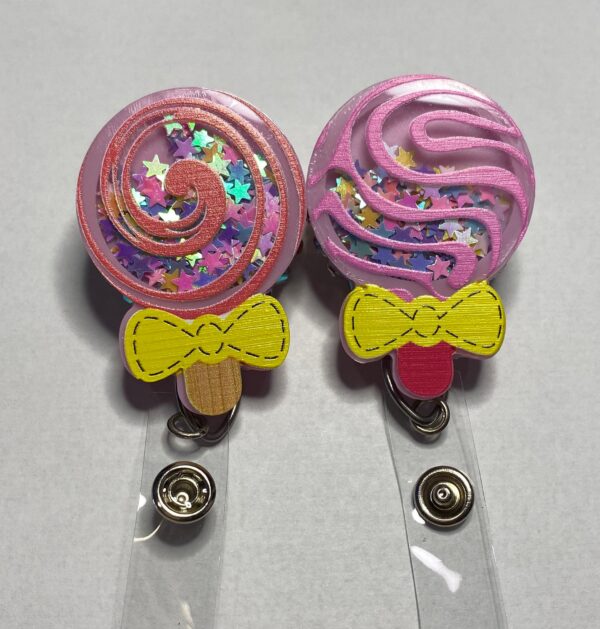 Lollipop Shaker - alligator clip - badge reel
