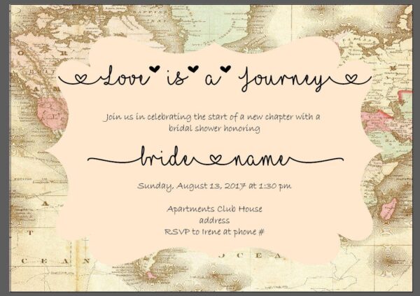 Love Is A Journey. PRINTED INVITATIONS & ENVELOPES.