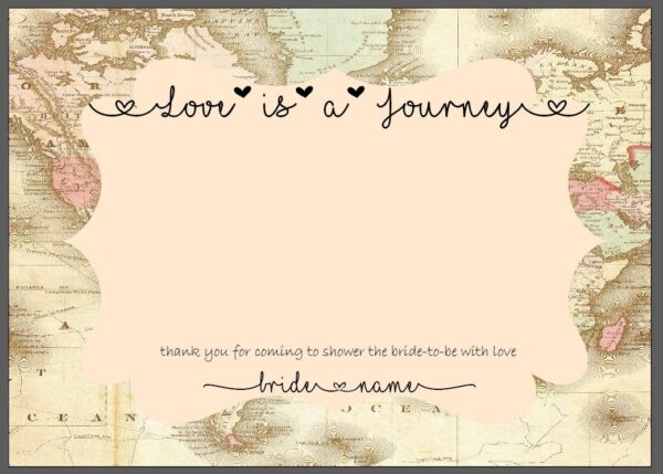 Love Is A Journey. PRINTED INVITATIONS & ENVELOPES. - Image 2