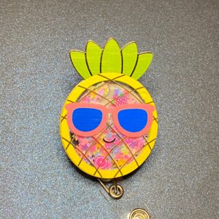 Pineapple Shaker - alligator clip - badge reel