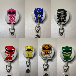 Power Rangers inspired characters- alligator clip - badge reel