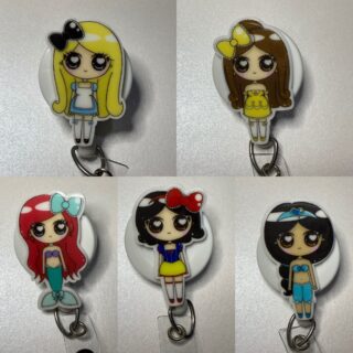 Princess inspired character - alligator clip - badge reel