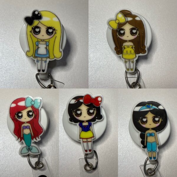 Princess inspired character - alligator clip - badge reel