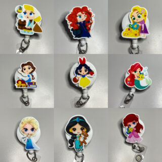 Princess inspired characters - alligator clip - badge reel