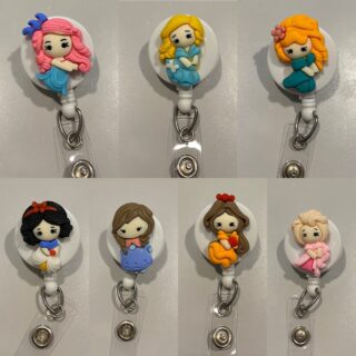 Princess inspired characters- alligator clip - badge reel