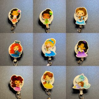 Princess inspired characters- alligator clip - badge reel