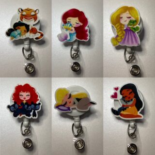 Princess inspired characters- alligator clip - badge reel