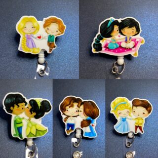 Princess & Prince inspired characters - alligator clip - badge reel