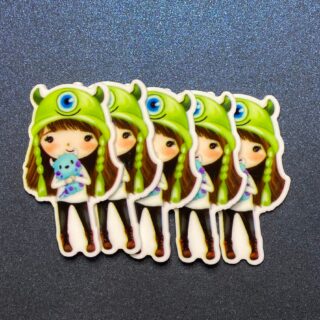 Set of 5 Girl Holding Monster Resin