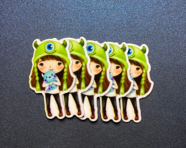 Set of 5 Girl Holding Monster Resin