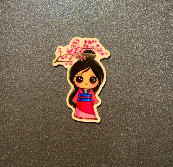 Set of 5 Girl w/ Cherry Blossom Tree Resin - Image 2
