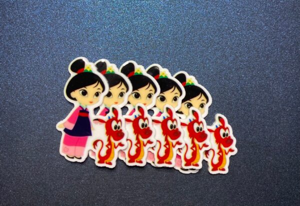 Set of 5 Little Girl with Dragon Resin