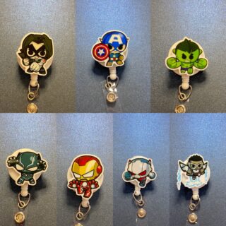 Super Hero Characters - alligator clip - badge reel