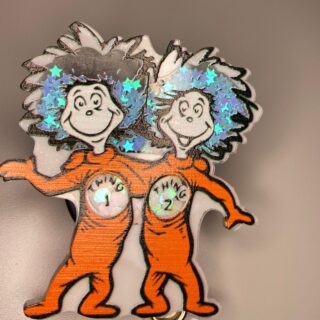 Thing 1 Thing Glitter - alligator clip - badge reel