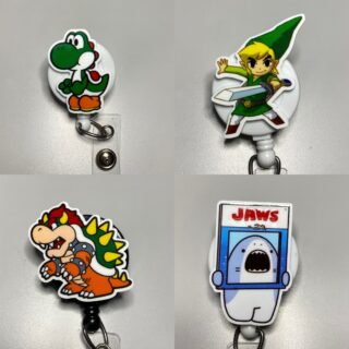 Video Game and Movie inspired Characters- Alligator clip - Custom Badge Reel