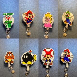 Video Game characters- alligator clip - badge reel