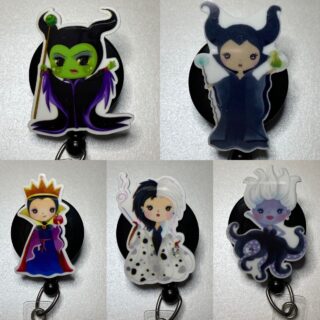 Villain inspired characters - alligator clip - badge reel