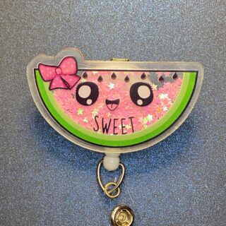 Watermelon Shaker - alligator clip - badge reel
