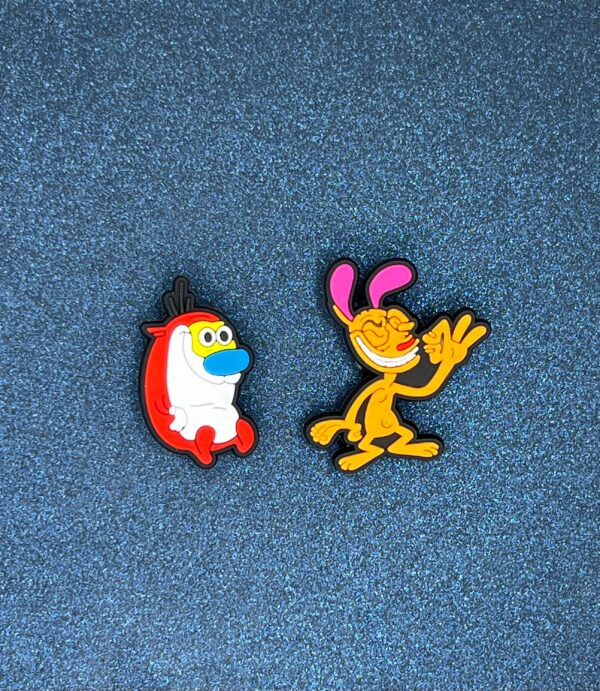 Ren and Stimpy 2PC  Soft PVC Shoe Croc Charms Jibbitz (B)