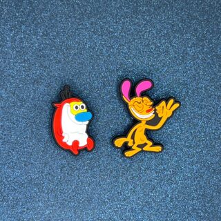 Ren and Stimpy 2PC  Soft PVC Shoe Croc Charms Jibbitz (B)