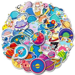 25/50 Count - Random Cartoon Space Vinyl Stickers