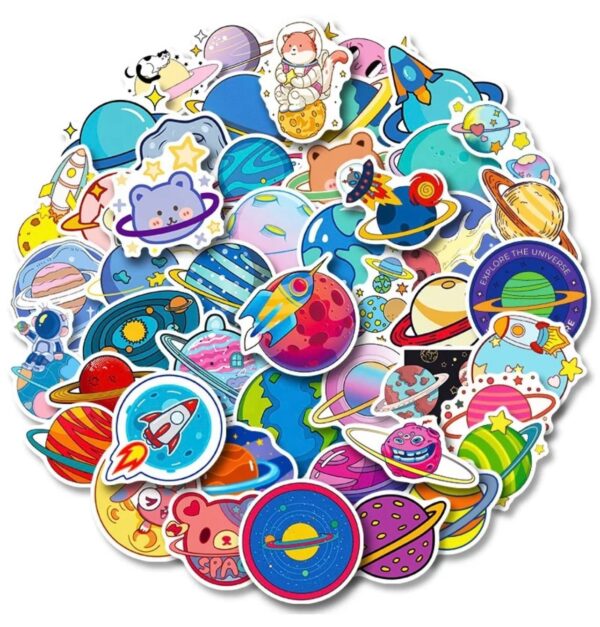 25/50 Count - Random Cartoon Space Vinyl Stickers
