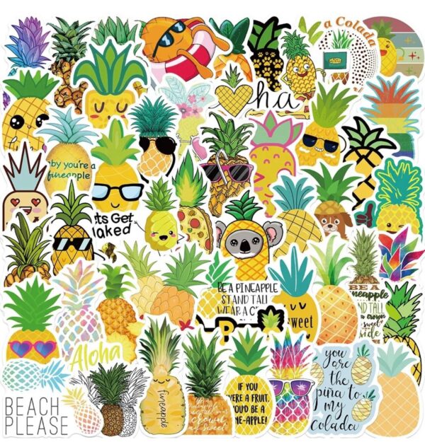 25/50 Count - Pineapple Cartoon Anime Random Character Vinyl Stickers