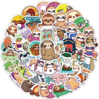 25/50 Count - Sloth Animal Cartoon Character Vinyl Stickers