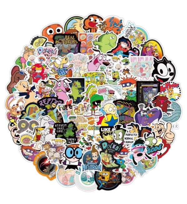 25/50 Count - Random Old School Cartoon Character Vinyl Stickers