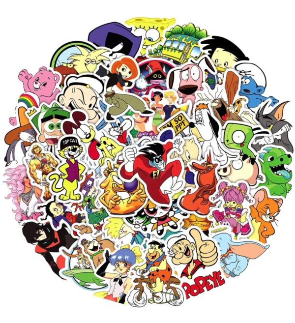 25/50 Count - Random Old School Cartoon Character Vinyl Stickers - Image 2