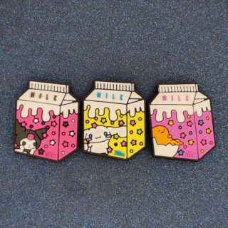 Hello Kitty Milk Carton 3PC Soft PVC Croc Shoe Charms Jibbitz