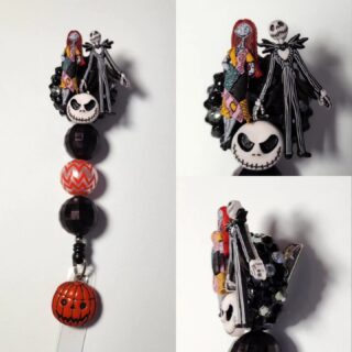 Bedazzled Halloween badges - alligator clip