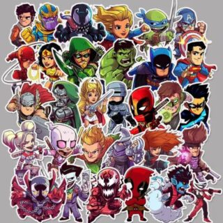 25/50 Count - Marvel, DC, & Other Super Heroes Character Vinyl Stickers
