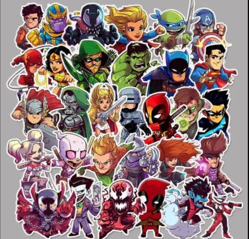25/50 Count - Marvel, DC, & Other Super Heroes Character Vinyl Stickers